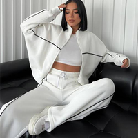 Mode européenne américaine respirant grande taille ensemble de sport femmes col rond Cardigan pull dentelle rayé décontracté Jogging vêtements