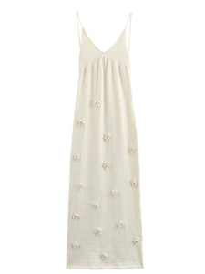 Vestido Largo Sexy de Fiesta para Mujer, Estilo Boutique, Otoño 2026, Nuevo Vestido Elegante Blanco con Cuello Halter y Flores - Product Image 4