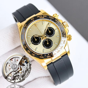 Reloj Cronógrafo Negro Automático para Hombre, Caja de Acero Inoxidable, Correa de Goma, Reloj de Pulsera Mecánico Deportivo - Product Image 4