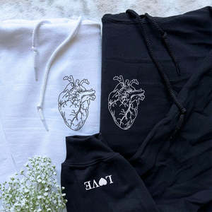 J'aime ma petite amie sweat à capuche hiver brodé cadeau manches initiales motif 3D tricoté tissu avant paillettes Badge - Product Image 2
