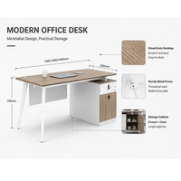 Bureau d'ordinateur modulaire moderne en mélamine avec tiroir verrouillable, structure métallique et gestion des câbles – Poste de travail de bureau