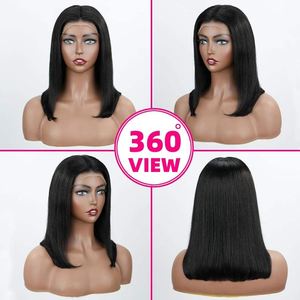 Perruques longues bob transparentes HD 13x4 pour femmes, lisses, densité 180%, 12 pouces, pré-épilées, cheveux vierges Remy, sans colle - Product Image 4