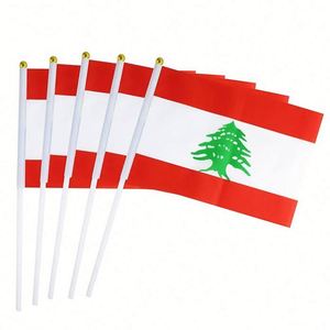 Wholesale Hand Held Small Mini Waving Lebanon Lebanese <b>Flag</b> Polyester National Country <b>Flags</b> for Party Sports Events Decoration - Product Image 1