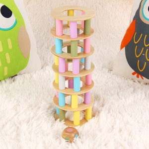 Macaroon màu gỗ xếp chồng tháp <span class=keywords><strong>DIY</strong></span> Máy tính để bàn Trò chơi giáo dục Montessori Quà Tặng Anime khối xây dựng đóng hộp bộ trẻ em trẻ sơ sinh - Product Image 3