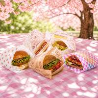 Feuilles de cuisson jetables biodégradables en PE enduit, imprimées sur mesure, résistantes à la graisse, pour sandwichs, hamburgers, charcuteries et emballage de gâteaux