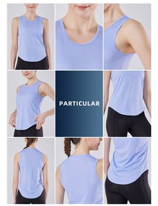 Camiseta de malla sin mangas sólida para <span class=keywords><strong>mujer</strong></span>, cuello redondo, transpirable, de secado rápido, camisetas sin mangas deportivas, logotipo personalizado, <span class=keywords><strong>chaleco</strong></span> para correr activo para gimnasio - Product Image 6