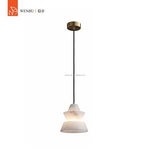 Lámpara colgante escalonada de alabastro español, de latón, para comedor, villa, restaurante. - Product Image 1