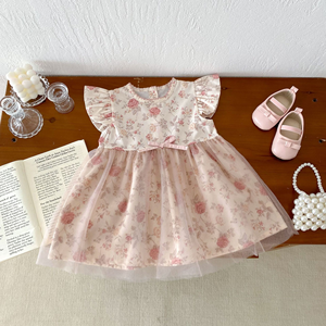 Vestido de Verano para Niñas al por Mayor de Angou, Vestido de Algodón Vintage sin Mangas para Niñas, Vestido Camisero con Falda - Product Image 1