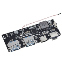 Module de charge pour batterie externe mobile 18650 avec double port USB (QC4.0, QC3.0, LED), 5V 4.5A 22.5W, Micro/Type-C, et protection contre la température et les circuits.
