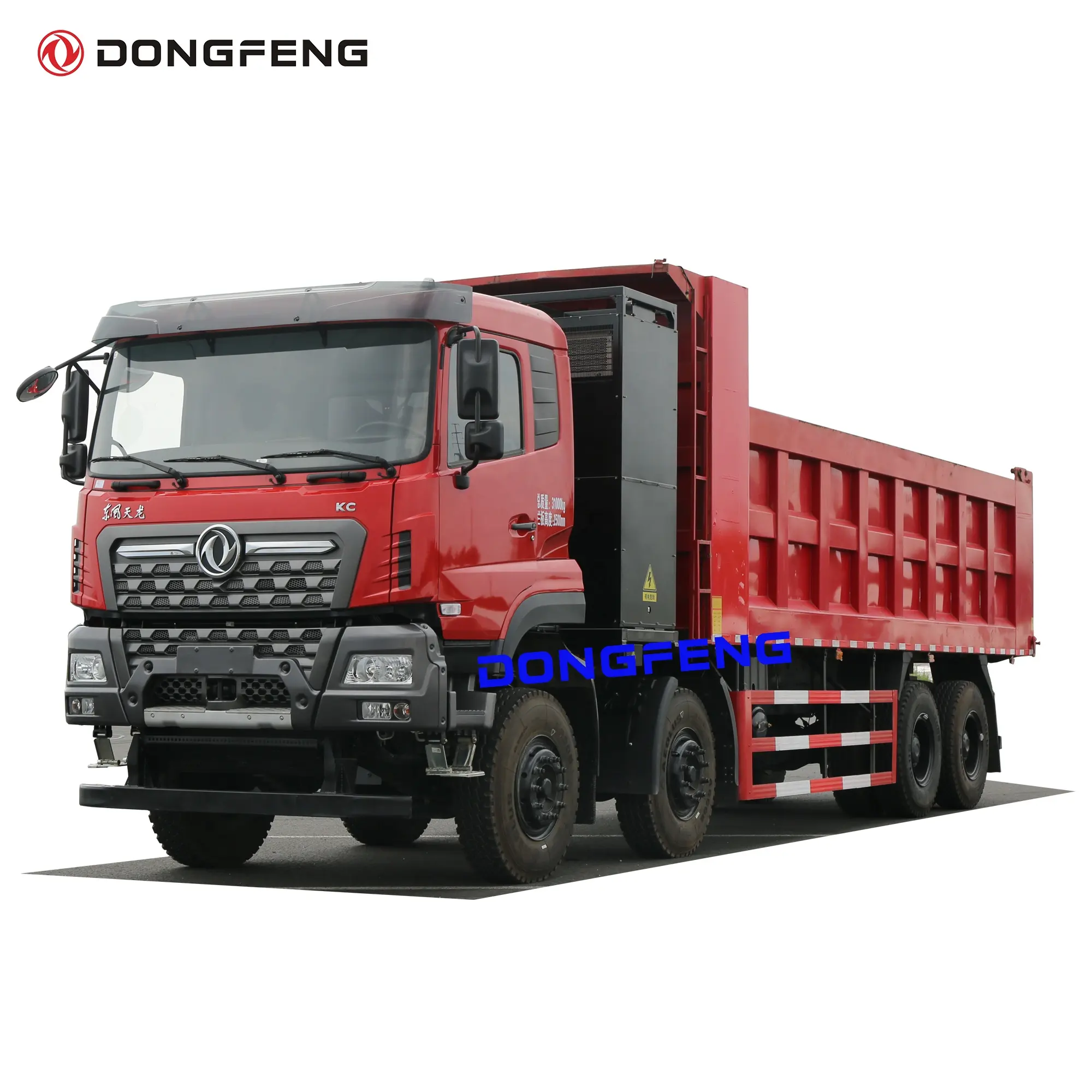 Dongfeng 8x4 LHD G.V.W 45 ton electronic dump truck Installed 340 HP electronic motor and 423KWH battery 23m3 box tipper truck