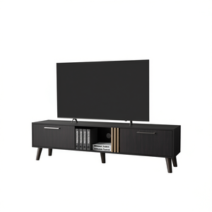 Mueble para TV Dragon Wengue de 50-54 Pulgadas, Diseño Moderno de Mediados de Siglo, con 2 Puertas y Almacenamiento Abierto para Sala de Estar - Product Image 1