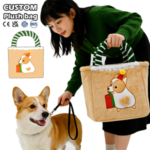 Sac à main en peluche personnalisé, motif chien Corgi mignon, grande capacité, sac en peluche de personnage de dessin animé, breloque pour l'extérieur - Product Image 1
