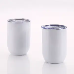 Usage domestique 12oz blanc plus droite blancs BRICOLAGE revêtement Sublimation verre à vin 304 À Double paroi En Acier Inoxydable avec couvercle