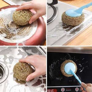 Estropajo Espiral de Acero Inoxidable para Cocina, Resistente, Ecológico, de Nailon Dorado, para Platos, Paredes y Bañeras - Product Image 5