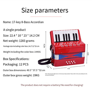 Accordéon miniature pour enfants à 7 et 17 touches, en ABS, instrument de musique éducatif portable pour enfants, vente en gros - Product Image 2