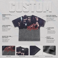 Camiseta retro americana de algodón, camiseta para hombre de 300 g/m², 100 % algodón, efecto descolorido por el sol, estampado con efecto lavado ligero, corte holgado.