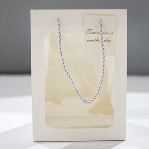 Factory Direct Sale Price Clear Laser PVC Transparent Tote Hand Bag Pink White Flower <b>Gift</b> Bags for Birthdays - Product Image 4