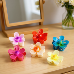 Fermaglio per capelli a forma di fiore a cinque petali da 8 cm per donna - Product Image 3