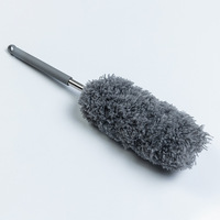 Plumeau télescopique en microfibre - Tête douce grise + Manche en acier inoxydable, idéal pour le dépoussiérage de la maison, de la voiture et des plafonds