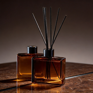 Luxury Fluted Square Glass <b>Reed</b> <b>Diffuser</b> Set <b>For</b> Modern Home Decor Wholesale Private Label Premium Realistic Gifting Set - Product Image 4
