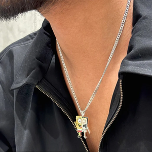 Colgante de Plata de Bob Esponja con Diseño Anatómico, Hecho a Mano, Símbolo de Dualidad, Joyería de Dibujos Animados, Serie Artística de Anatomía de la Vida y la Muerte, Lujo - Product Image 4