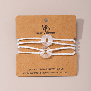 Bracelet en acier inoxydable fait main pour femme, style bohème, plage, surf, avec breloques vague et corde, et ensemble de donuts en quartz rose - Product Image 1