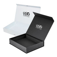 Boîte cadeau de luxe personnalisée en gros, petite taille, noire, gaufrée, avec fermeture magnétique, doublure en velours blanc perlé, style Couronne-Taille