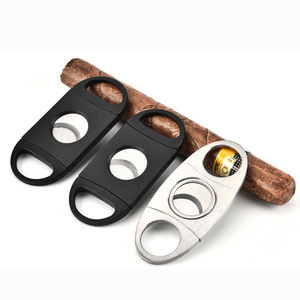 Cortador de cigarros con mango de plástico portátil personalizado, bolsillo de acero inoxidable, cuchillo para cigarros de doble hoja, accesorio de tijeras - Product Image 1