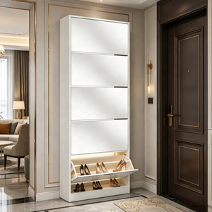 2026 Hot Selling Modern Large-Capacity Wood Mirror Shoes <strong>Cabinet</strong> 5 Drawers Tall <strong>Slim</strong> Entryway Shoe Storage Living Room in Stock - Product Image 3