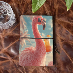 Bloc-notes A6 Bon pour les plans de cours des étudiants en éducation musicale et les notes de pratique des instruments avec des lunettes de soleil Flamingo Drink Umbre - Product Image 3