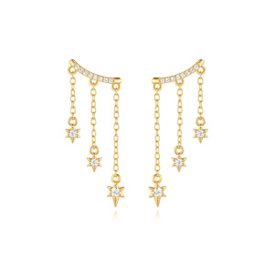 Nouvelles boucles d'oreilles clous en argent sterling 925 plaqué or avec zircon étoile à huit branches pour femme, idéales pour mariage et soirée - Product Image 4