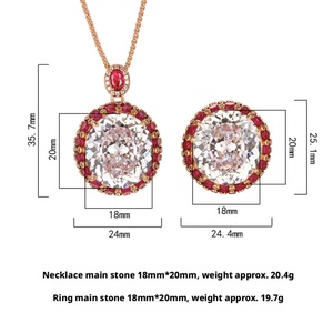 Fashion Eco-friendly Copper Gold Plated Jewelry 18*20mm Paraiba Green Cubic Zirconia Necklace <b>Rings</b> <b>Womens</b> Complete <b>Sets</b> - Product Image 6