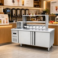 Mueble Refrigerado para Barra de Restaurante con Fregadero, Doble Temperatura, Totalmente en Acero Inoxidable, 2~8°C, Equipo de Cocina Comercial