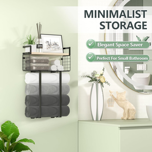 CF <span class=keywords><strong>madera</strong></span> Acero inoxidable cocina <span class=keywords><strong>baño</strong></span> accesorios almacenamiento papel toallero estante toallero barras montado en la pared <span class=keywords><strong>para</strong></span> el <span class=keywords><strong>baño</strong></span> - Product Image 5
