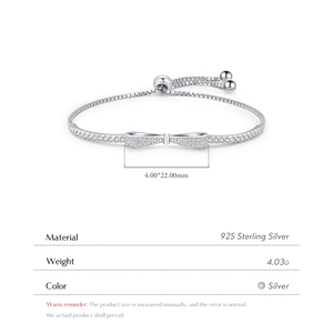 Pulsera de Lujo con Cadena Ajustable para Mujer, Joyería Fina de Plata de Ley 925 con Circonita Brillante y Lazo - Product Image 3