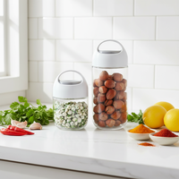 Contenedor de Almacenamiento de Alimentos Apilable, Reutilizable y Hermético con Tapas y Asas para Cocina, Contenedores de Vidrio para Almacenamiento en Despensa