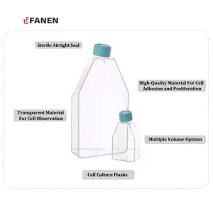 Fanen toptan plastik hücre kültürü şişe laboratuvar 75 175 metreküp dikdörtgen Canted boyun