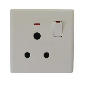 High Quality Pakistan Bangladesh Wall Switch 15A 1 Gang 3 Round Pin Electrical Socket Outlet Power Plug Wall Socket With Switch