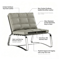 Moderner Kommerzieller Sofasessel aus Vollnarbenleder mit Hochdichte-Schaumstoffkissen für Ergonomisches Home Office
