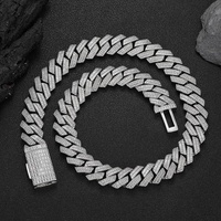 Collar grueso de cadena de bambú con circonitas cúbicas en forma de rombo, de doble fila y 20 mm, estilo hip-hop, joyería transfronteriza europea y americana.