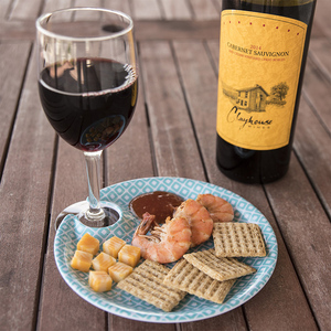 Assiettes à apéritif en mélamine de 7 pouces avec porte-verre à vin et porte-gobelet pour un usage occasionnel - Product Image 3