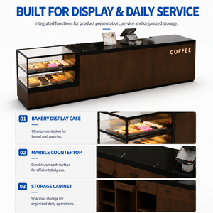 Vetrina Espositiva Personalizzata per Caffetteria, Banco Bar per Pasticceria con Luci a LED Impermeabili per Allestimento Negozi al Dettaglio - Product Image 3