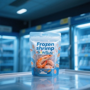 Sacs d'emballage alimentaire personnalisés à scellage arrière pour viande, poulet, poisson, crevettes, pâtes, fruits de mer, sacs de conservation pour crevettes congelées avec fenêtre - Product Image 1