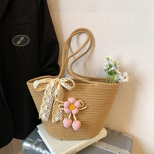 2026 Fashionable <b>Straw</b> Handbag Shoulder <b>Bag</b> Bucket <b>Bag</b> Travel Beach Woven Crossbody Tote <b>Bag</b> - Product Image 5