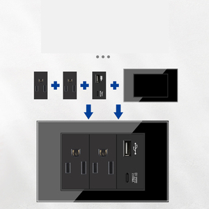 Panel de Vidrio Templado Negro, Enchufe de Pared Estadounidense con Carga Rápida Tipo-C |   Interruptor y Enchufe Estadounidenses - Product Image 5