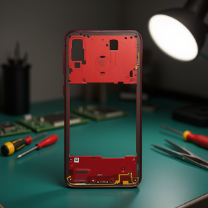 Componente Scocca Centrale con Cornice Rossa per Galaxy A40 A405F - Product Image 3