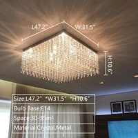 Plafonniers carrés modernes en cristal de l'usine d'éclairage Guangdong Zhongshan pour la décoration de maisons de luxe et les salles de banquet