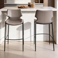 Tabouret de bar moderne en cuir pour usage domestique et extérieur, chaise de comptoir italienne minimaliste de luxe léger, design stable pour bar et réception