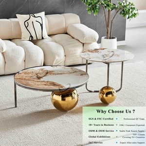 Table basse moderne en céramique, design rond, nouveau modèle, meilleur choix pour la décoration de club, style minimaliste, meubles de salon. - Product Image 1