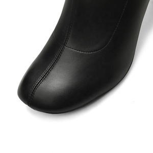 Botas <span class=keywords><strong>Tabi</strong></span> de Tacón de Aguja con Cremallera de Piel Sintética para Mujer Moncheer, Punta Cerrada, Punta Cuadrada, Moda Otoñal, Estilo Occidental, Antideslizantes - Product Image 6